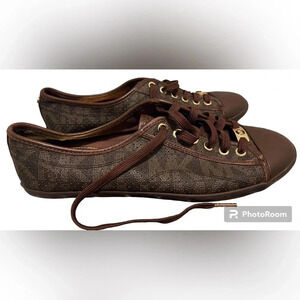 Michael Kors leather logo sneakers brown & gold casual